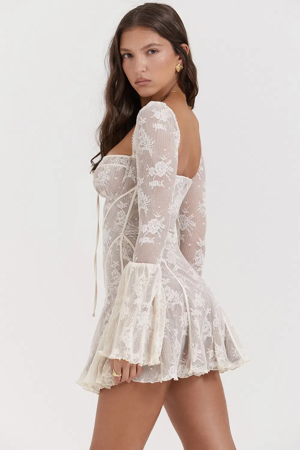 House of CB Analissa Lace Corset Mini Dress Vintage Cream Size 6 - Image 2