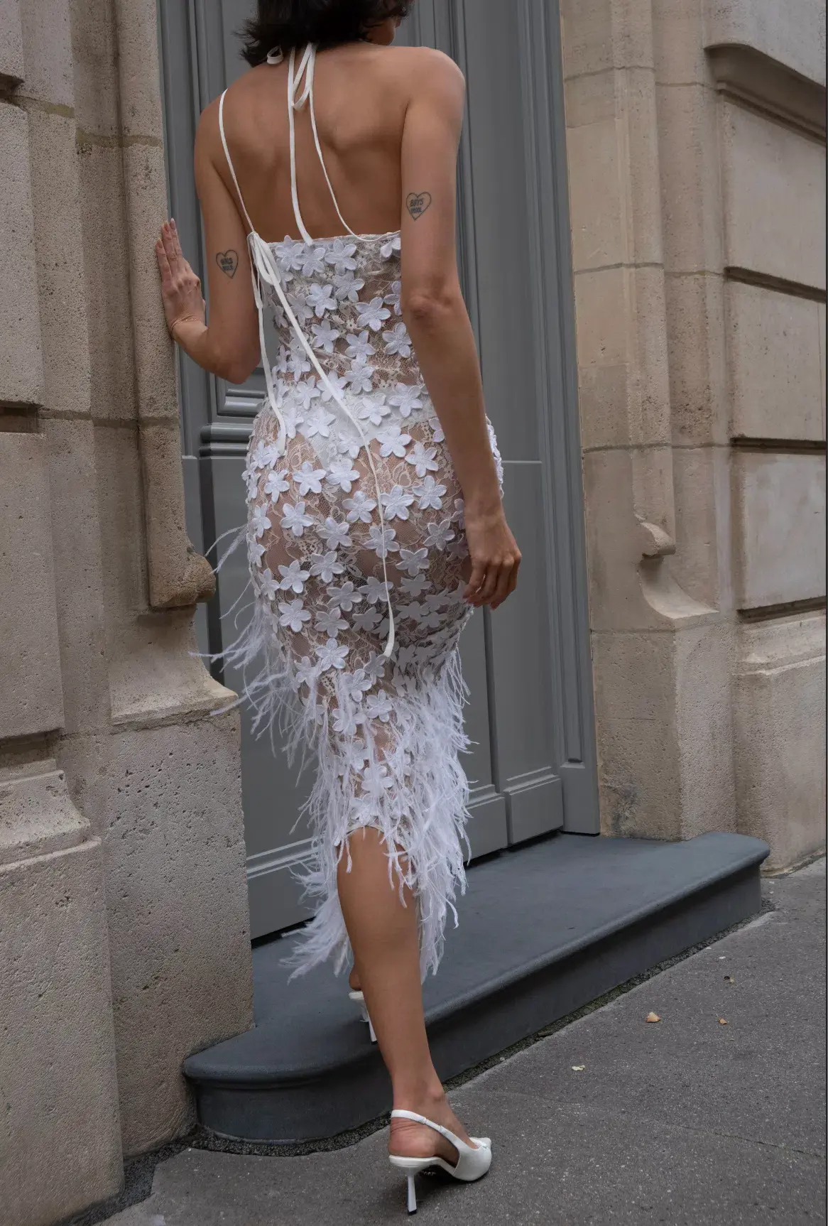 Roberta Einer Nadia Midi Dress Off White Size 8 - Image 3