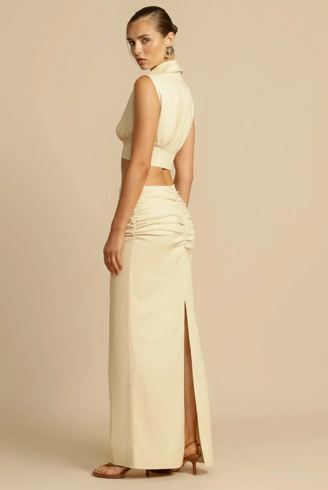 Arcina Ori Carmen Top & Skirt Set Stone Beige Size 6 - Image 2