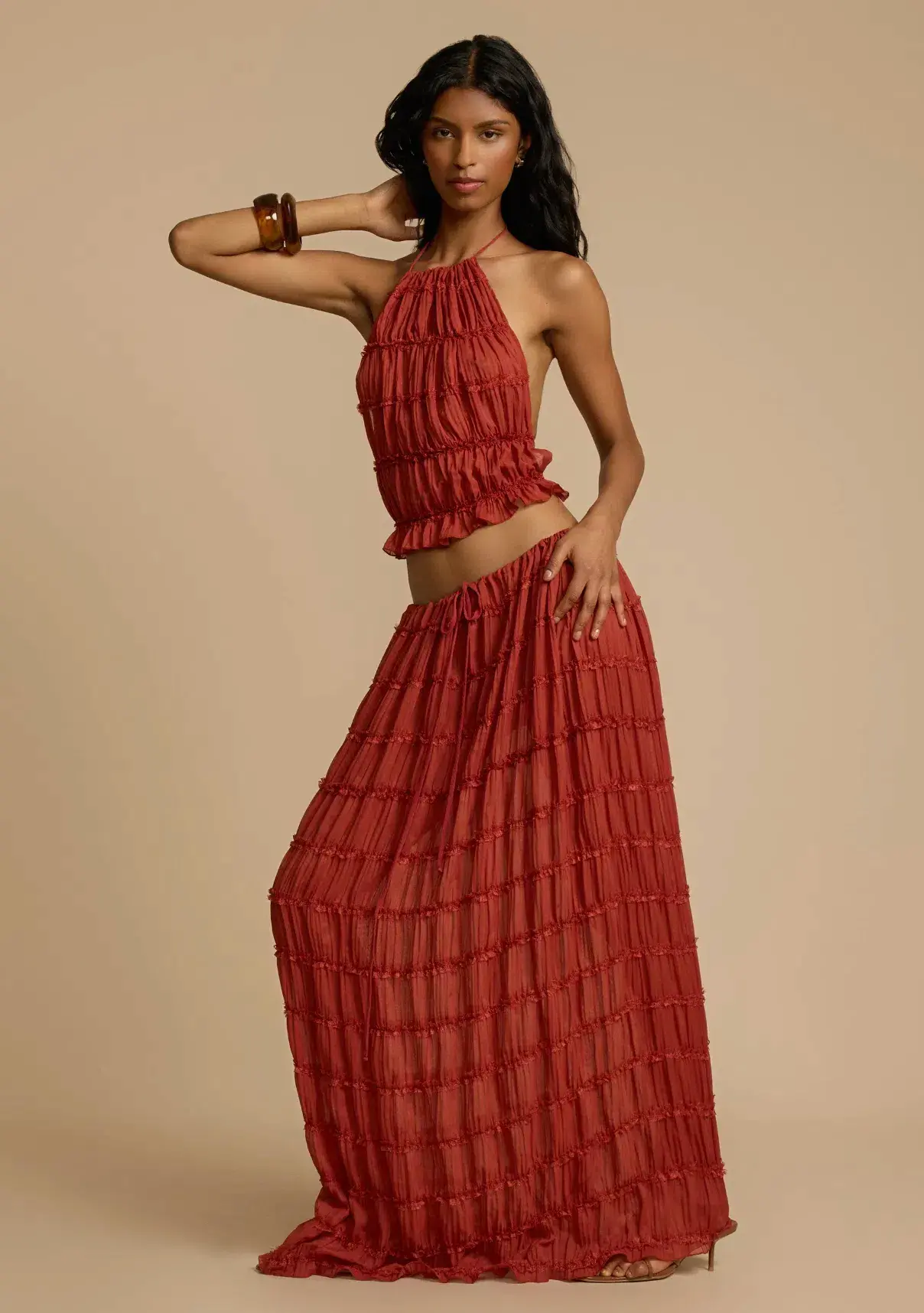 Arcina Ori Juliette Halter & Skirt Set Faded Red Size 8 - Image 1