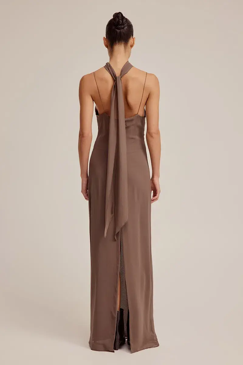 Venroy Silk Scarf Dress Brown Size 6 - Image 2