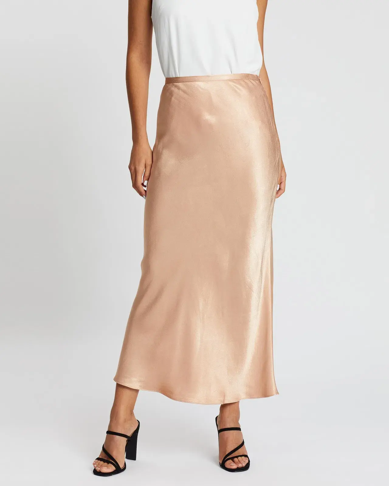 Shona Joy Wright Bias Midi Skirt in Gold Size 8 - Image 2