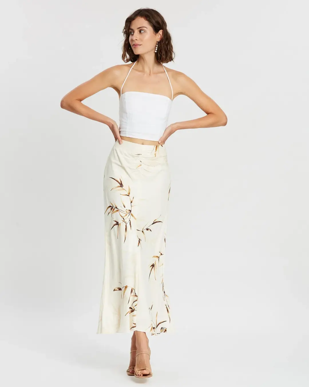 Shona Joy Horizon Ruched Bias Midi Skirt Print Size 8 for rent on The Volte - main image