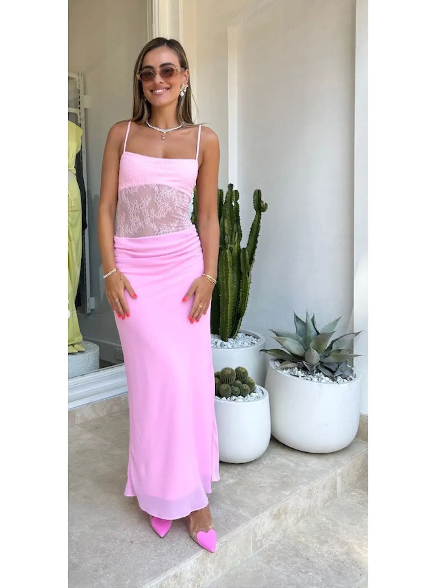Benni Gabriel Dress in Pink Sorbet Size 6 - Image 1