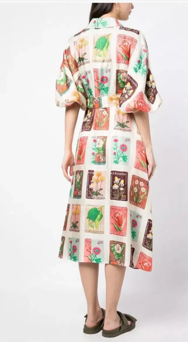 Oroton Stamp Wrap Midi Dress Multi Size 16 - Image 7