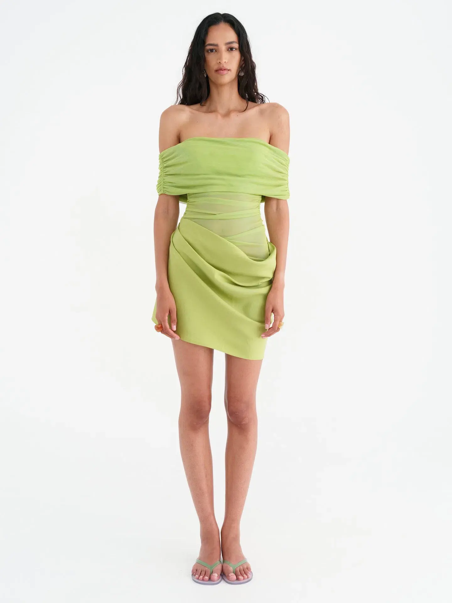 Benni Nico Off Shoulder Mini Dress Apple Size S / AU 8 - Image 1