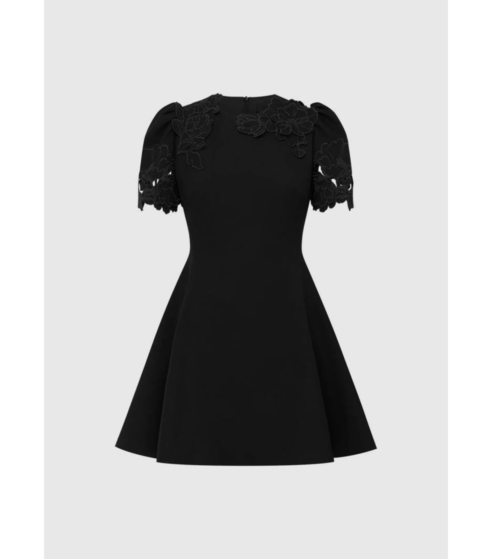 Leo Lin Elyse Appliqué Short Sleeve Mini Dress Black Size AU 12 - Image 1