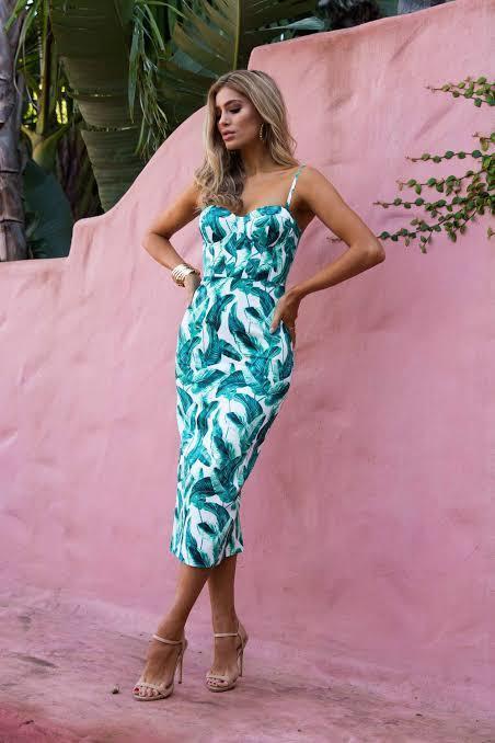 Elle Zeitoune Alannah Tropical Palm Dress Size 14 - Image 4