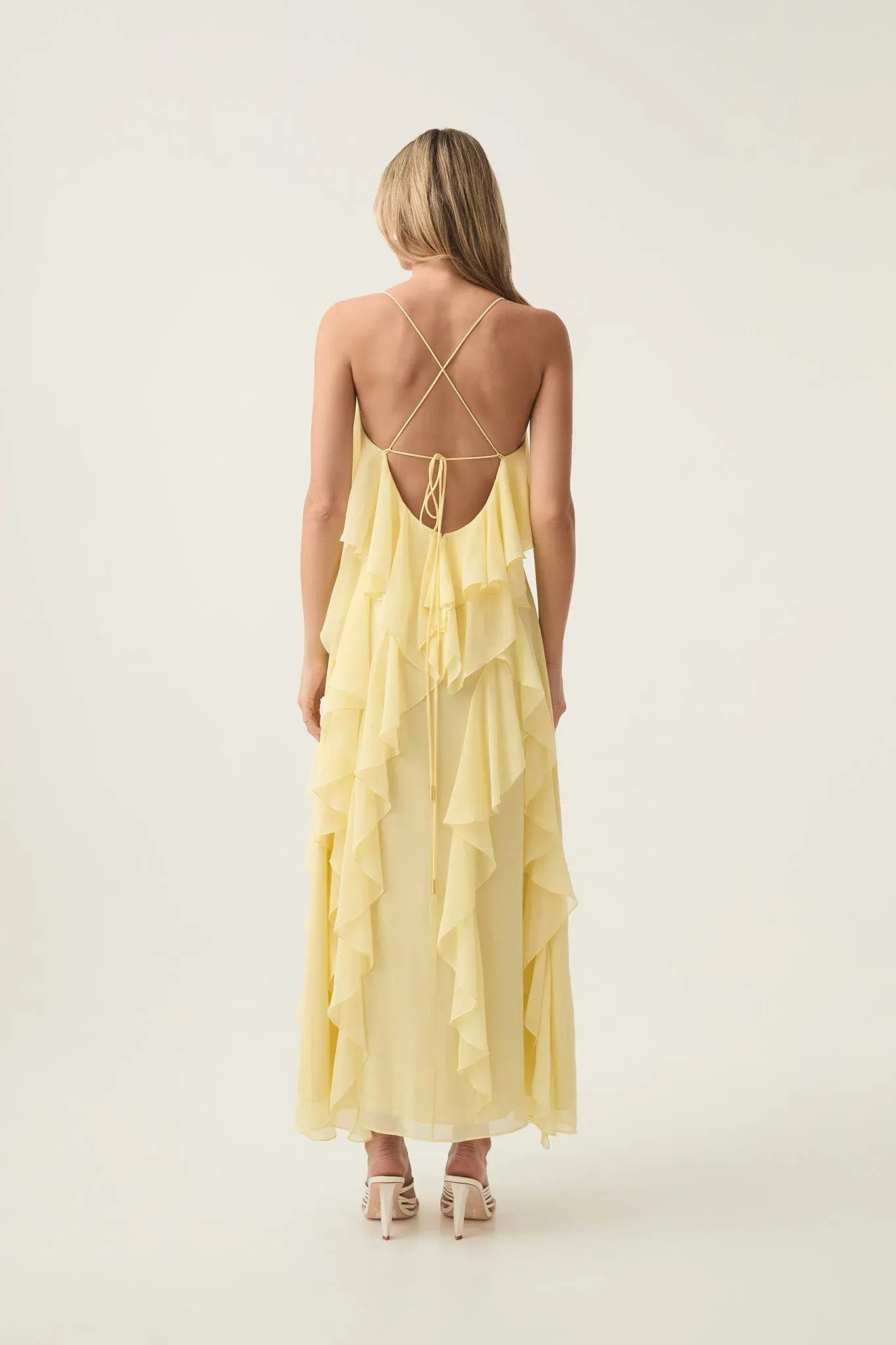 Aje Valentine Frill Maxi Dress in Acacia Yellow Size 8 - Image 3