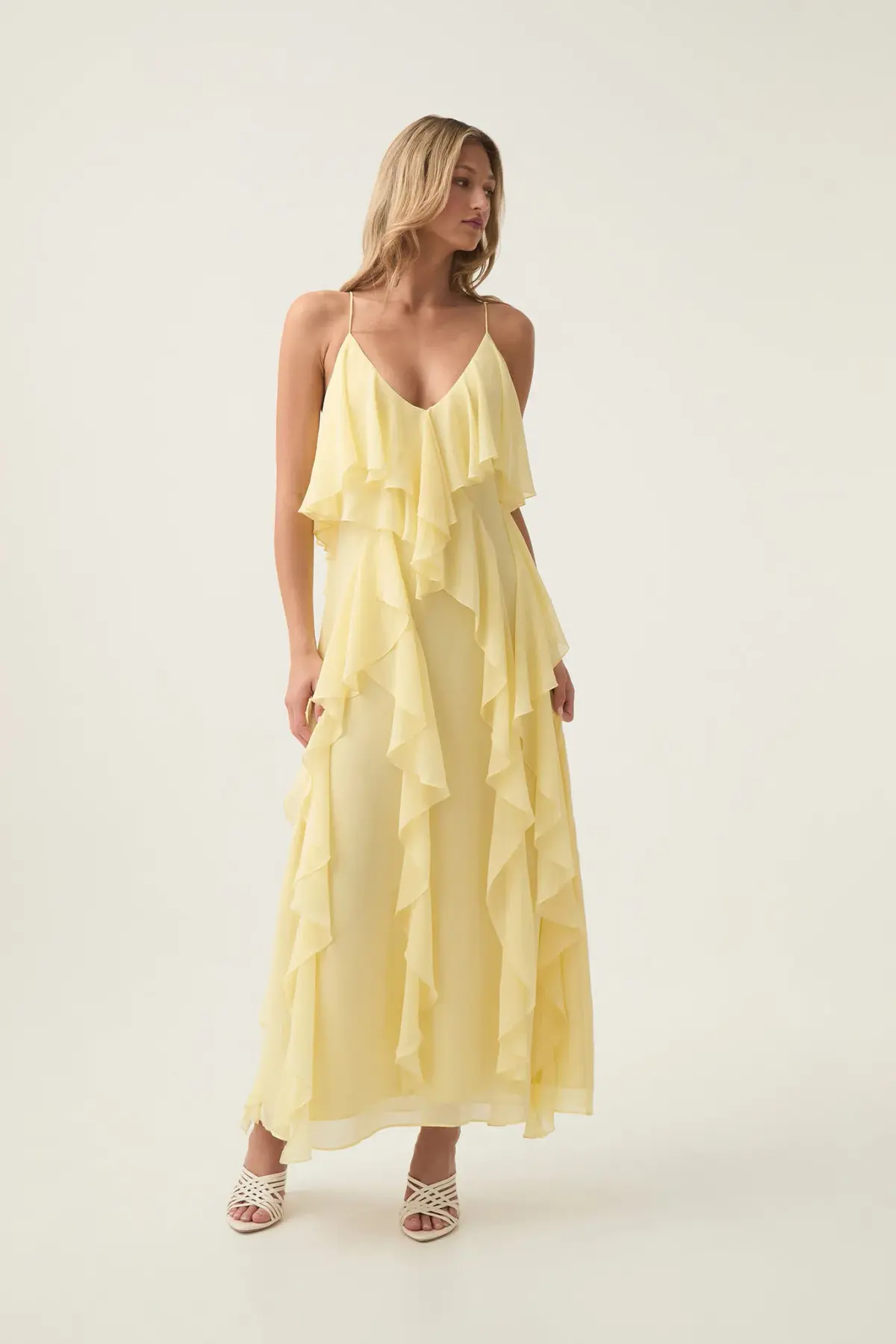 Aje Valentine Frill Maxi Dress in Acacia Yellow Size 8 - Image 1