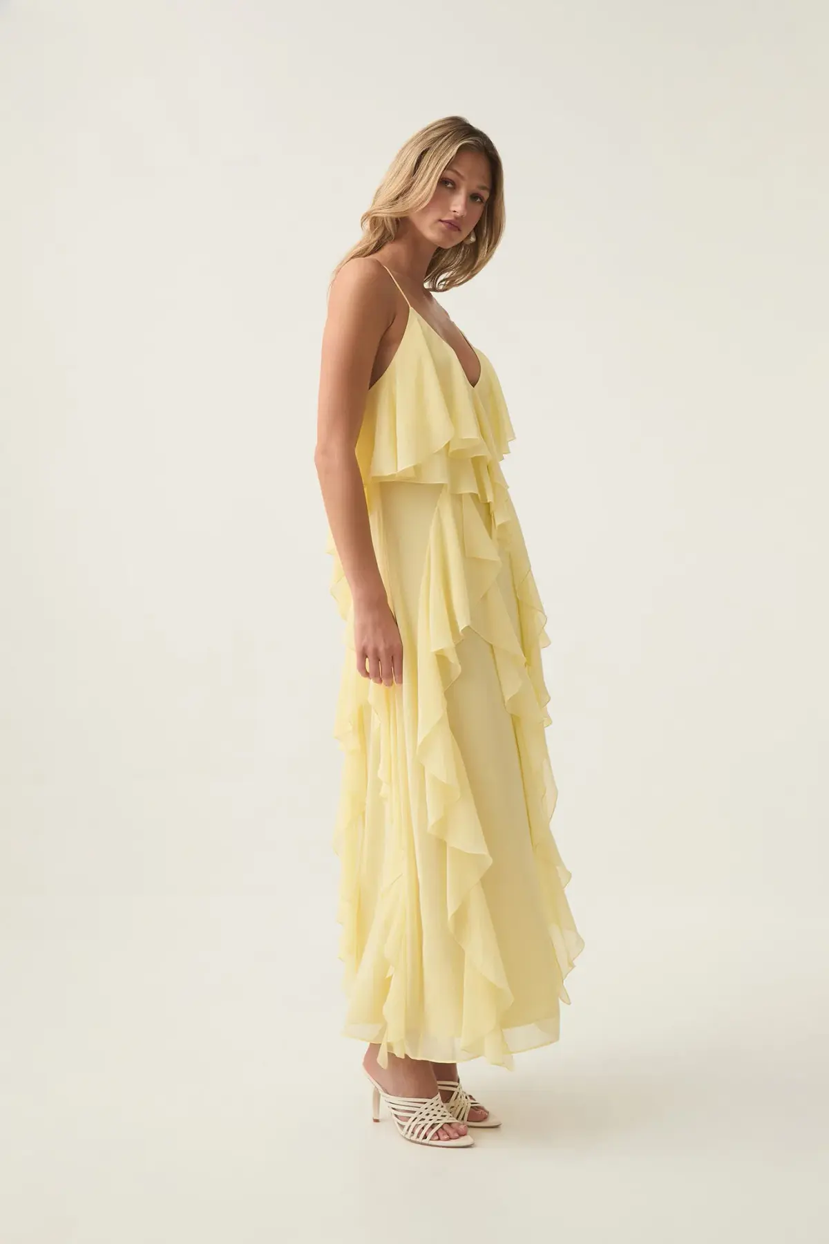 Aje Valentine Frill Maxi Dress in Acacia Yellow Size 8 - Image 2