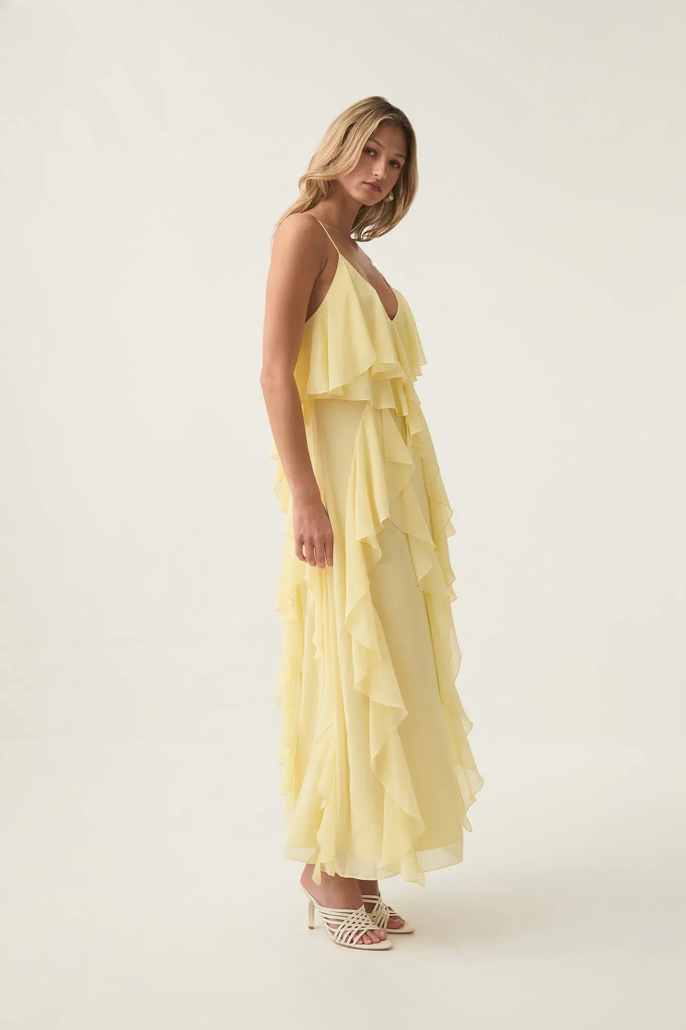 Aje Valentine Frill Maxi Dress in Acacia Yellow Size 8 - Image 2