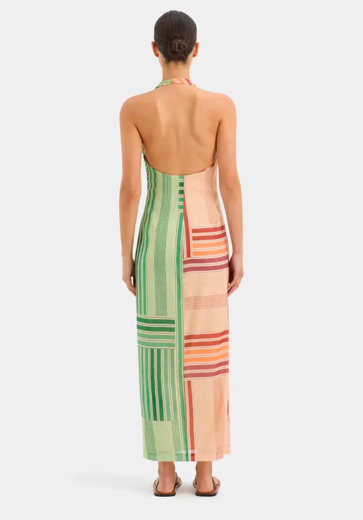 Sir the Label Marisol Twist Midi Dress Ulti Patchwork Stripe Multi Size 0 / AU 6 - Image 2