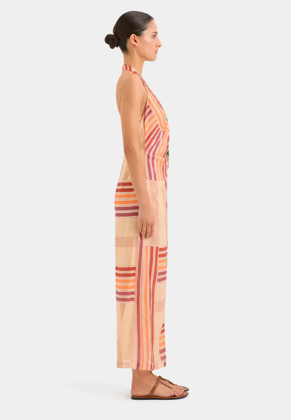 Sir the Label Marisol Twist Midi Dress Ulti Patchwork Stripe Multi Size 0 / AU 6 - Image 3