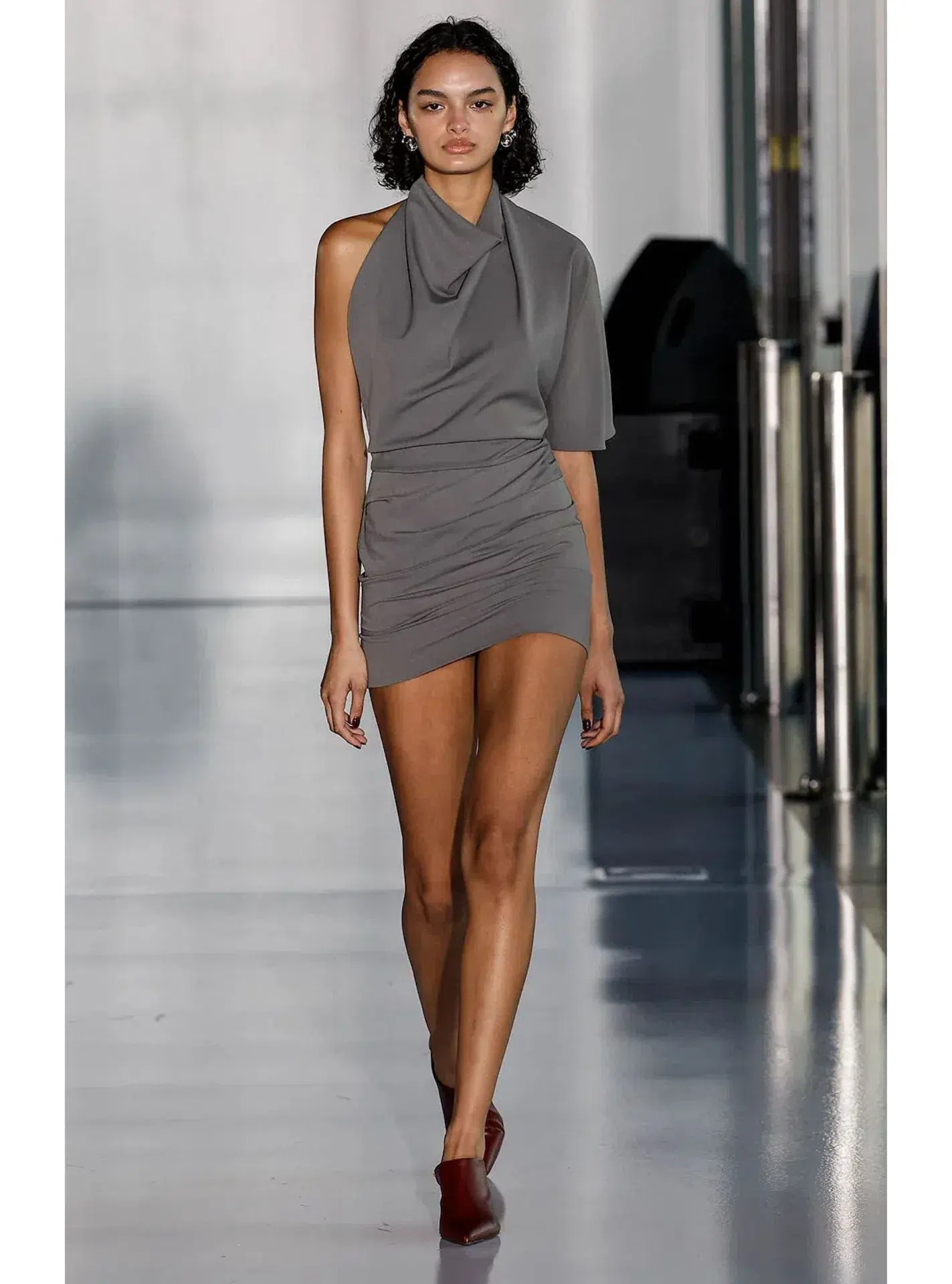 Bec & Bridge Sanja Asym Mini Dress in Elephant Grey Size 10 - Image 1
