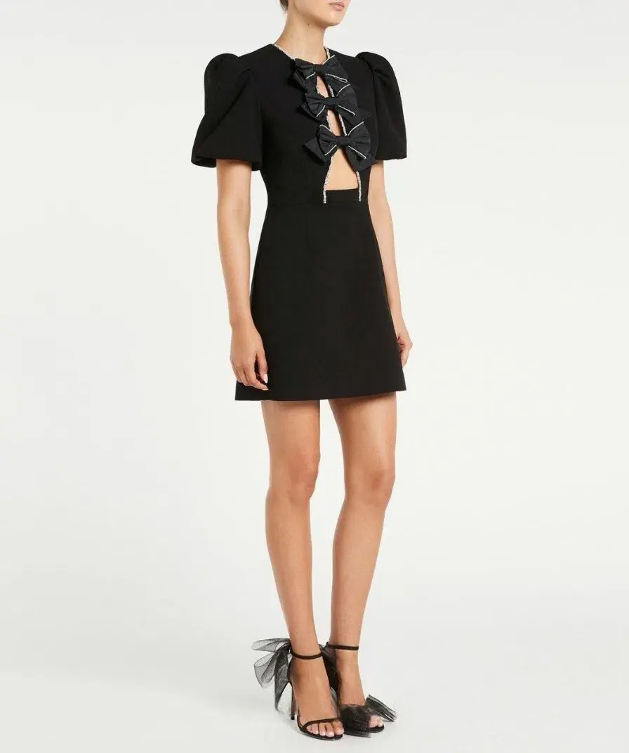 Rebecca Vallance Katie Bow Mini Dress Black Size 10 - Image 2