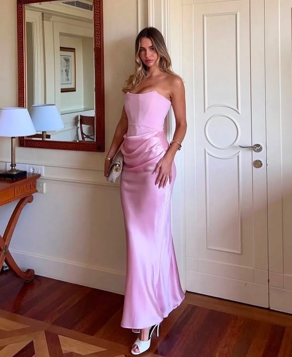 House of CB Persephone Satin Maxi Dress Size XS / AU 6 in Rose Shadow - Image 1