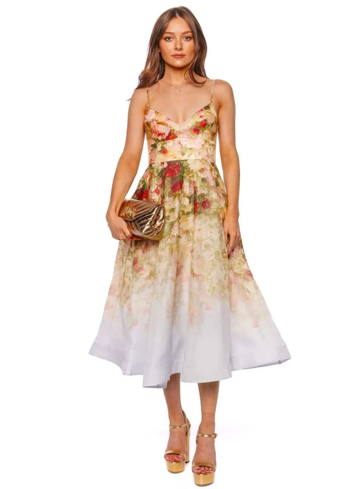 Zimmermann Luminosity Picnic Midi Dress Rosy Garden Print Size 3 / AU 14 - Image 1