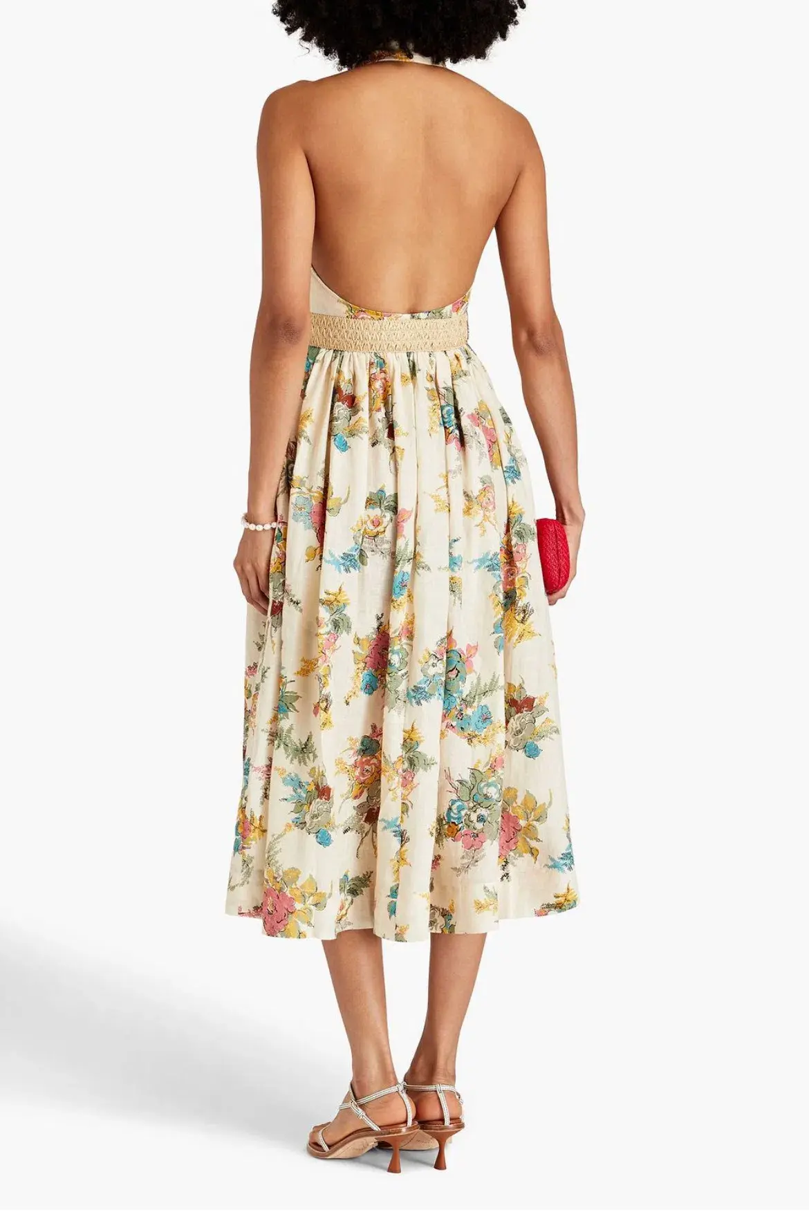Zimmermann Clover Linen Halterneck Midi Dress Floral Size 3 / AU 14 - Image 2