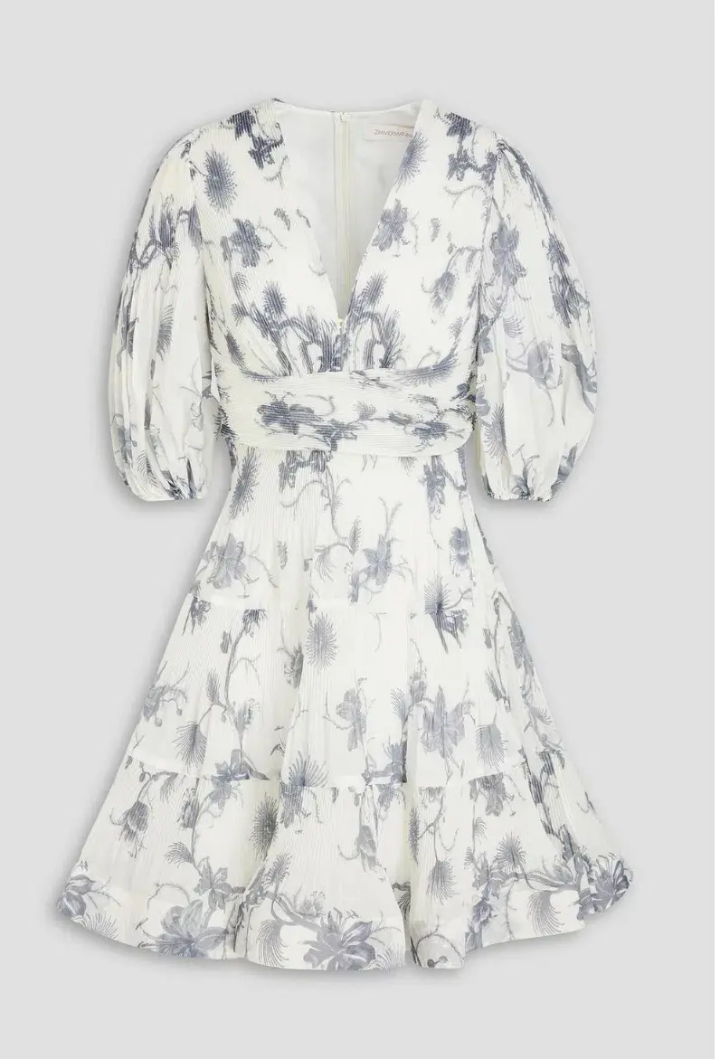 Zimmermann Pleated Mini Dress Keira Navy Size 3 / AU 14 - Image 4