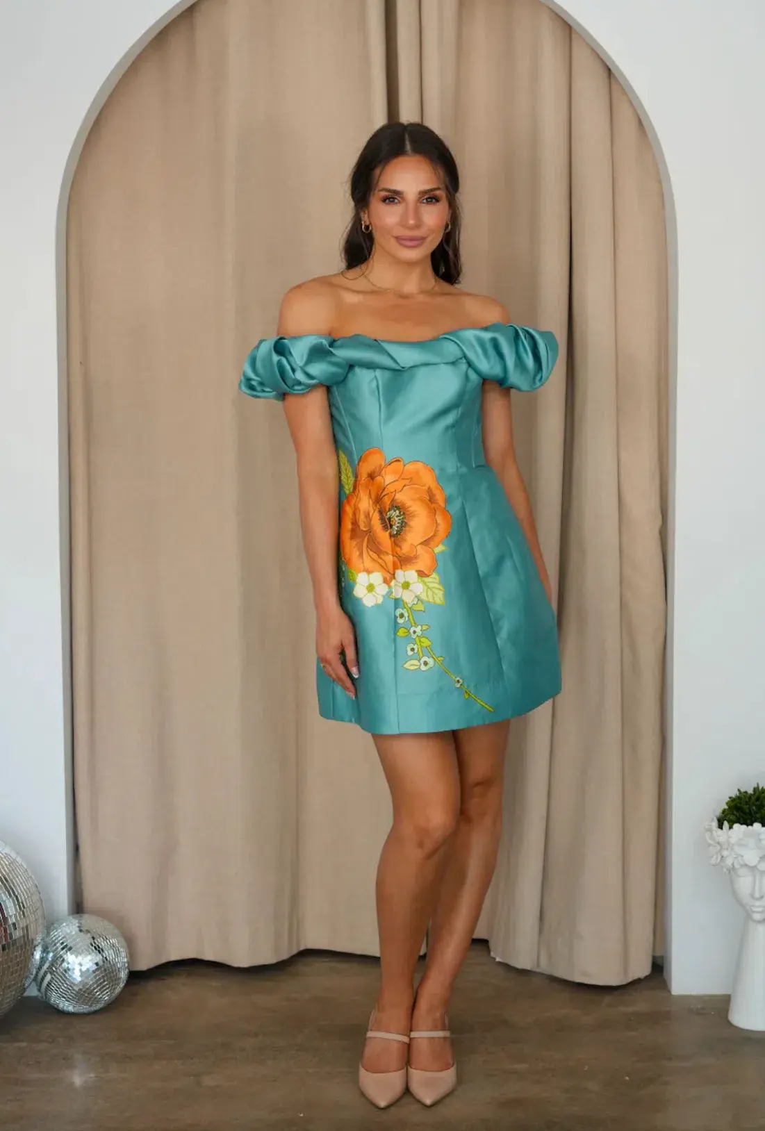 Alemais Regent Jade Mini Dress Floral Size 8 - Image 1