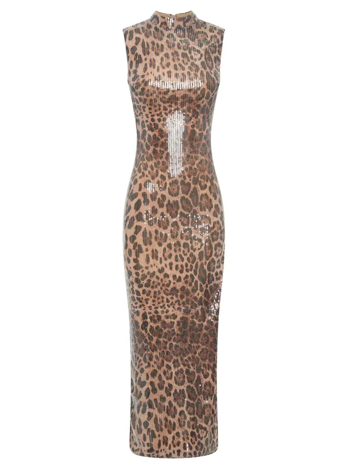 Meshki Veronica Sequin Midi Dress in Leopard Print Size 8 - Image 3