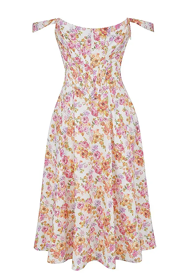 House of CB Saira Midi Sundress Ivory Floral Size S / AU 8 - Image 4