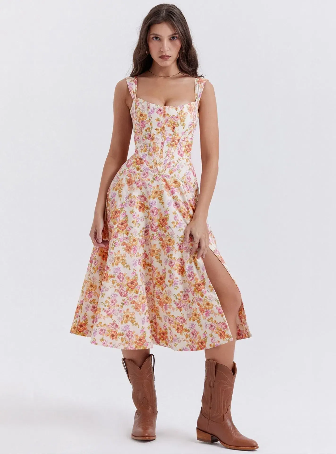 House of CB Saira Midi Sundress Ivory Floral Size S / AU 8 - Image 1