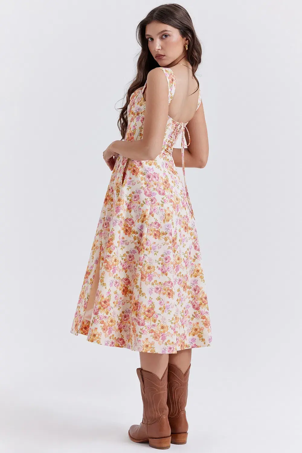 House of CB Saira Midi Sundress Ivory Floral Size S / AU 8 - Image 2