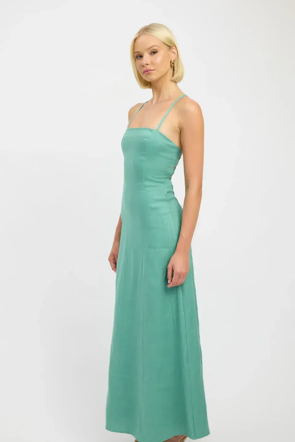 Kookai Palm Cross Back Dress Maxi Four Leaf Clover Green Size 6 - Image 3