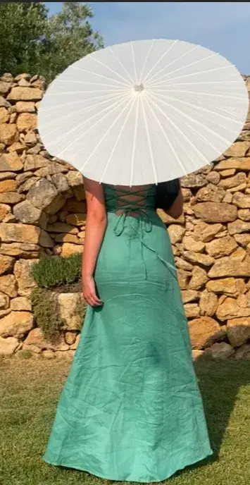 Kookai Palm Cross Back Dress Maxi Four Leaf Clover Green Size 6 - Image 4