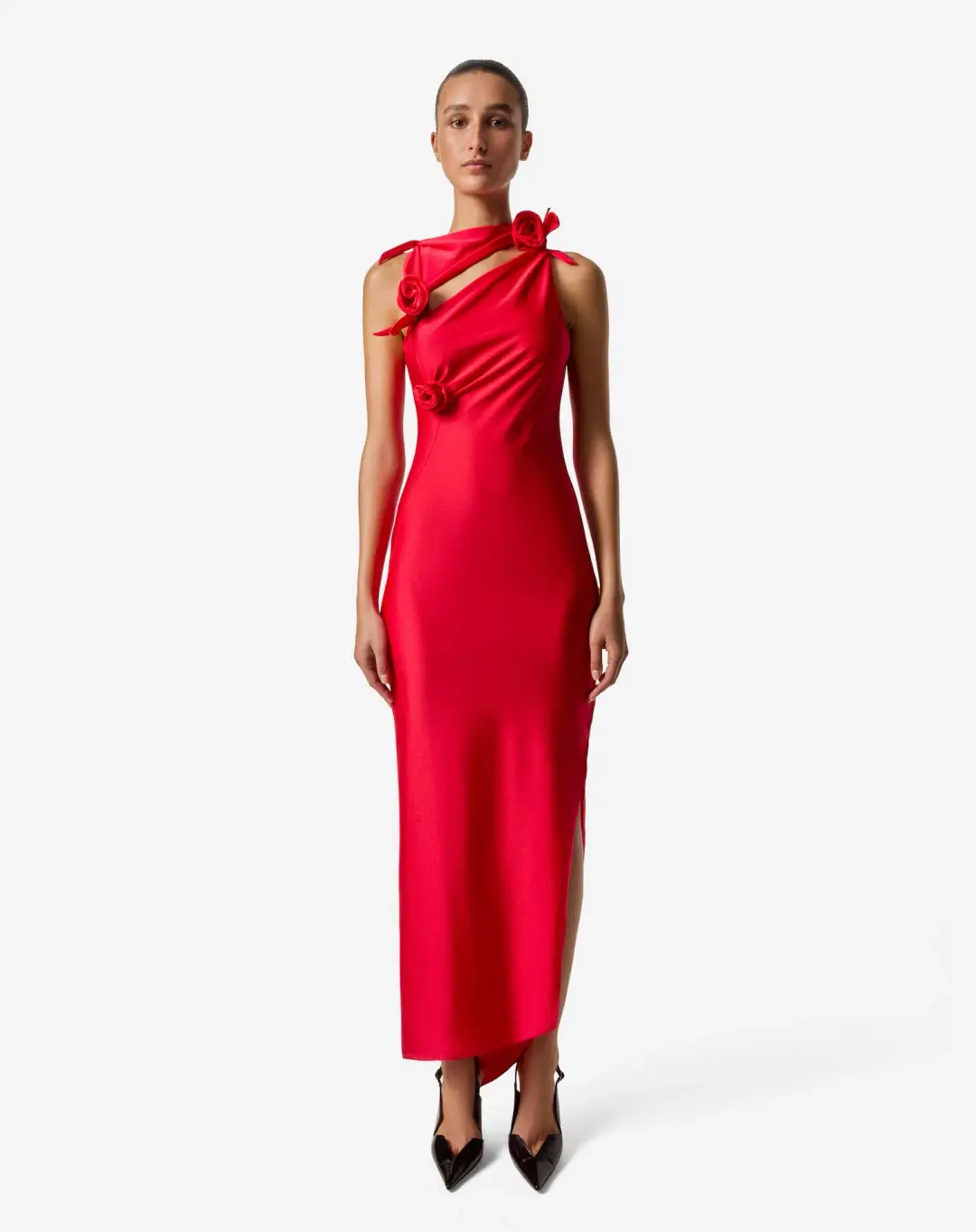 Coperni Asymmetric Flower Gown Red Size S / AU 8 for rent on The Volte - main image
