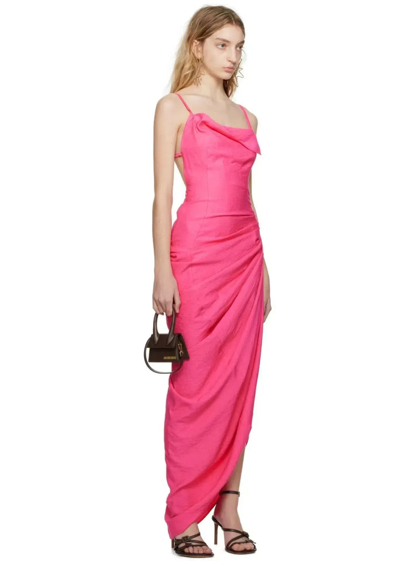 Jacquemus Le Raphia La Robe Saudade Maxi Dress Pink Size AU 8 - Image 4