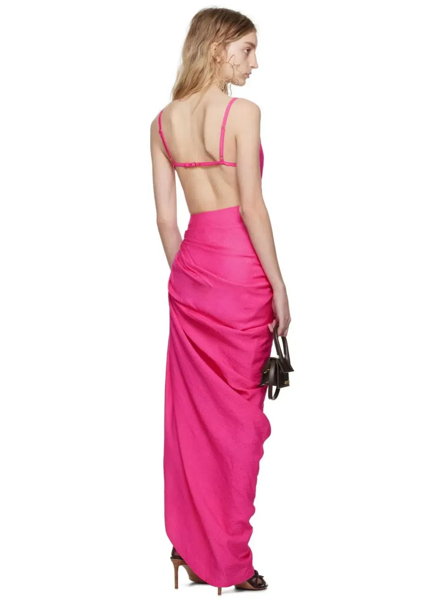 Jacquemus Le Raphia La Robe Saudade Maxi Dress Pink Size AU 8 - Image 3