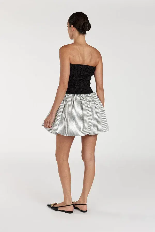 DISSH Stockholm Stripe Silk Blend Mini Dress Black/White Size 6 - Image 3