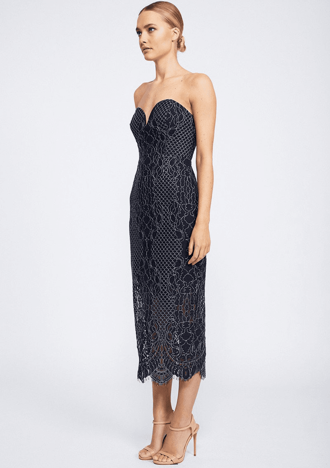 Shona Joy Lace Bustier Midi Dress Navy Size 10  - Image 2