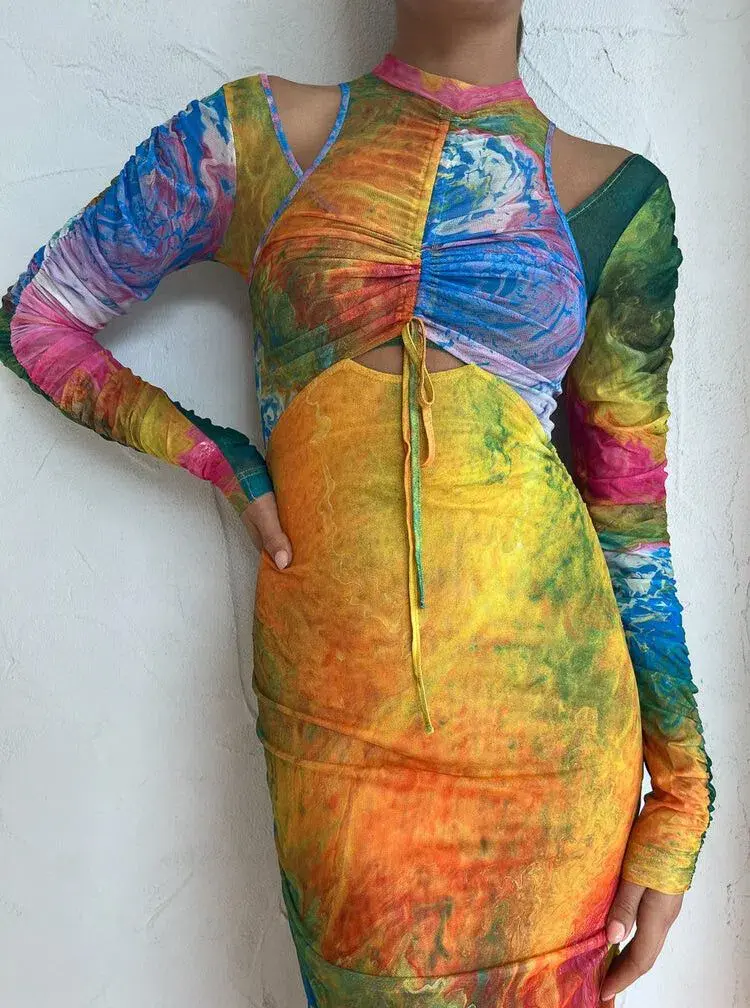 Alemais Irving Mesh Midi Dress in Multi Size 6 - Image 4
