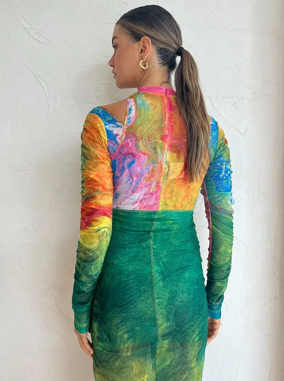 Alemais Irving Mesh Midi Dress in Multi Size 6 - Image 2