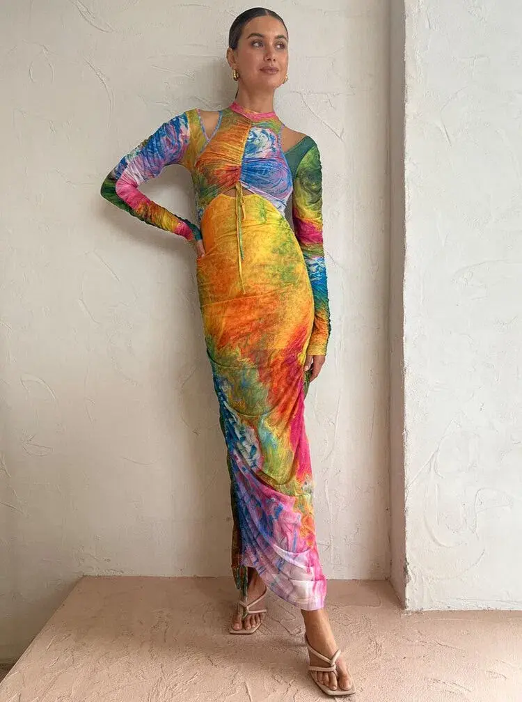Alemais Irving Mesh Midi Dress in Multi Size 6 - Image 1