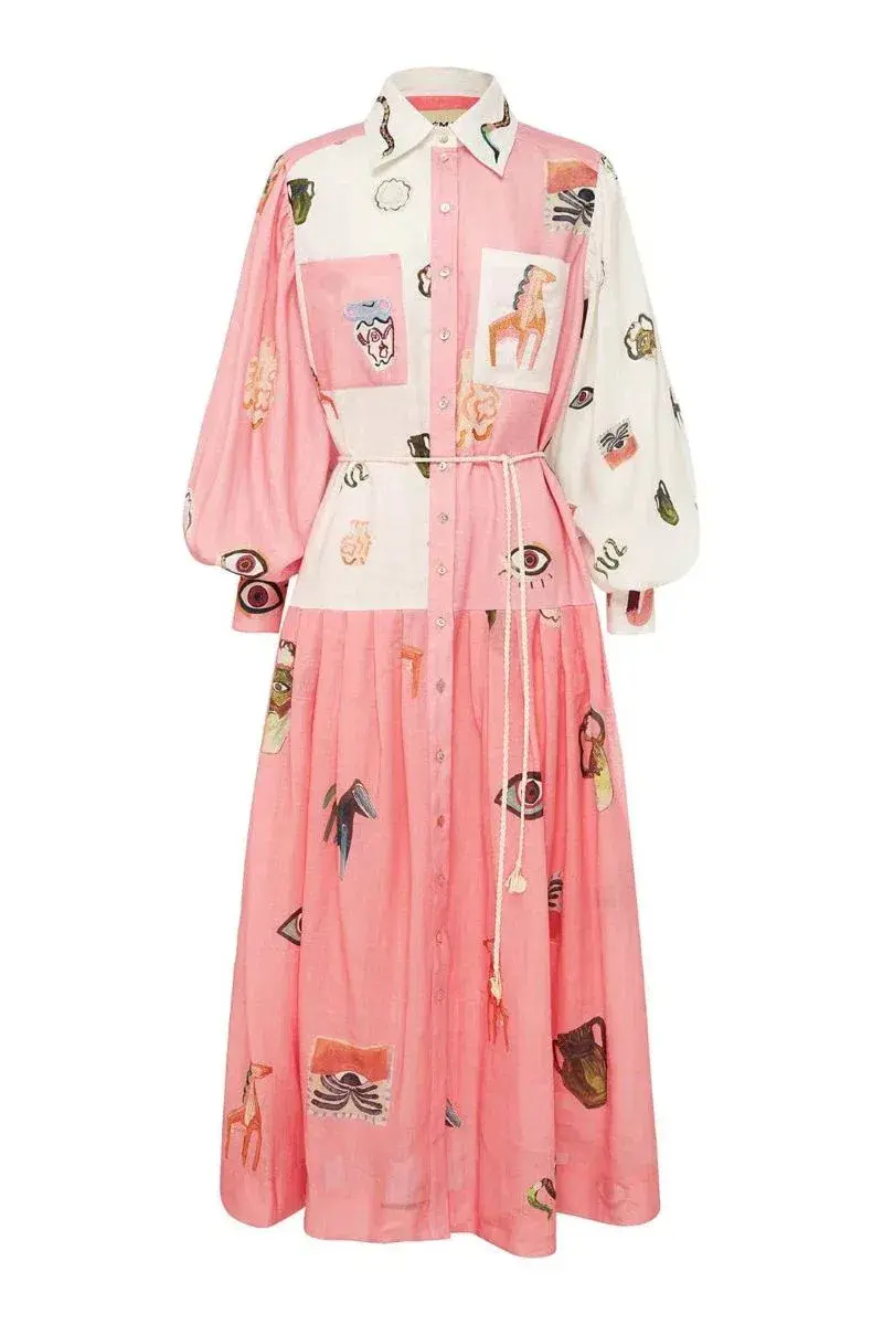 Alemais Cleo Patchwork Shirtdress Multi Size 8 - Image 3