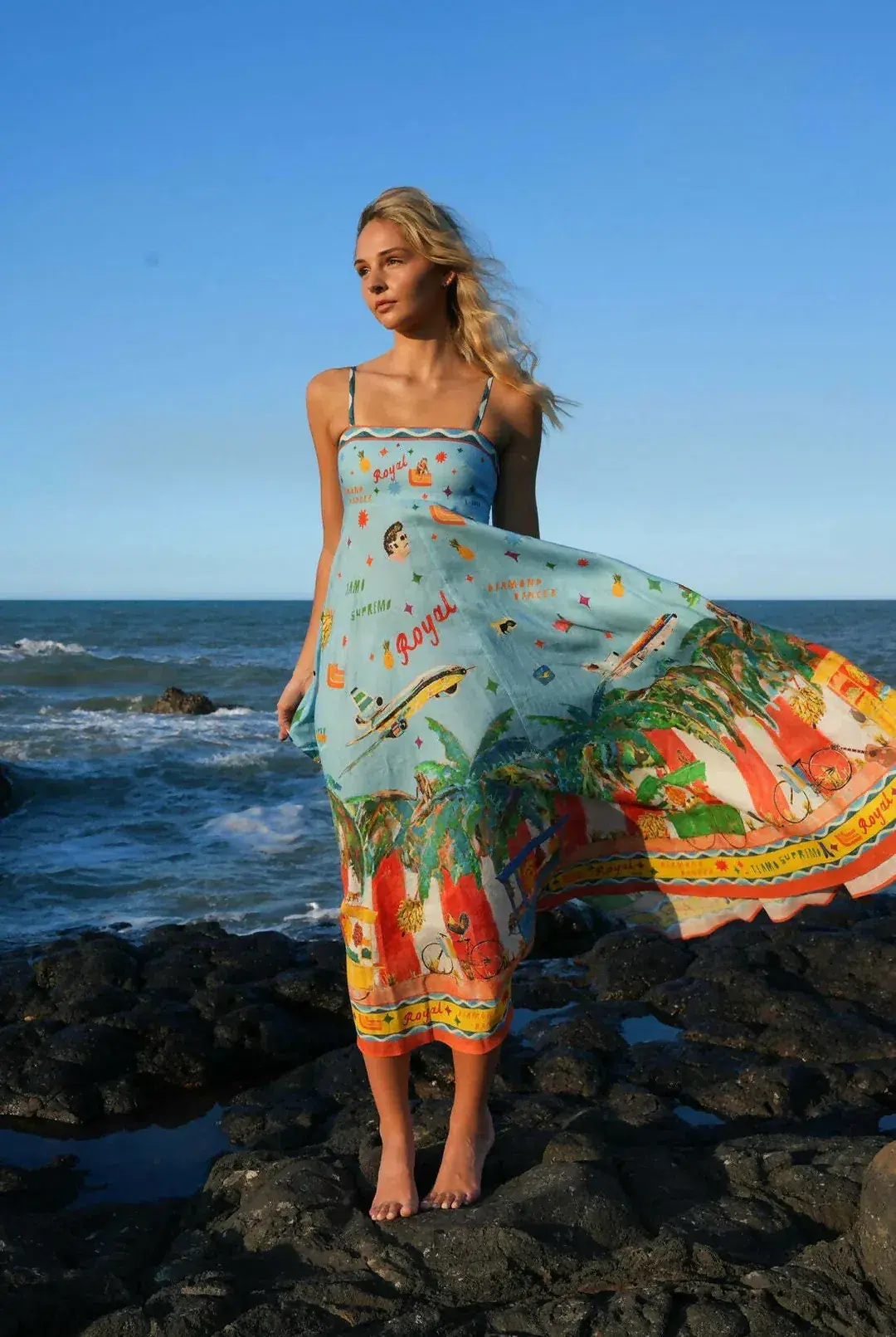Alemais All Aboard Midi Sundress Multi Size 8 - Image 1