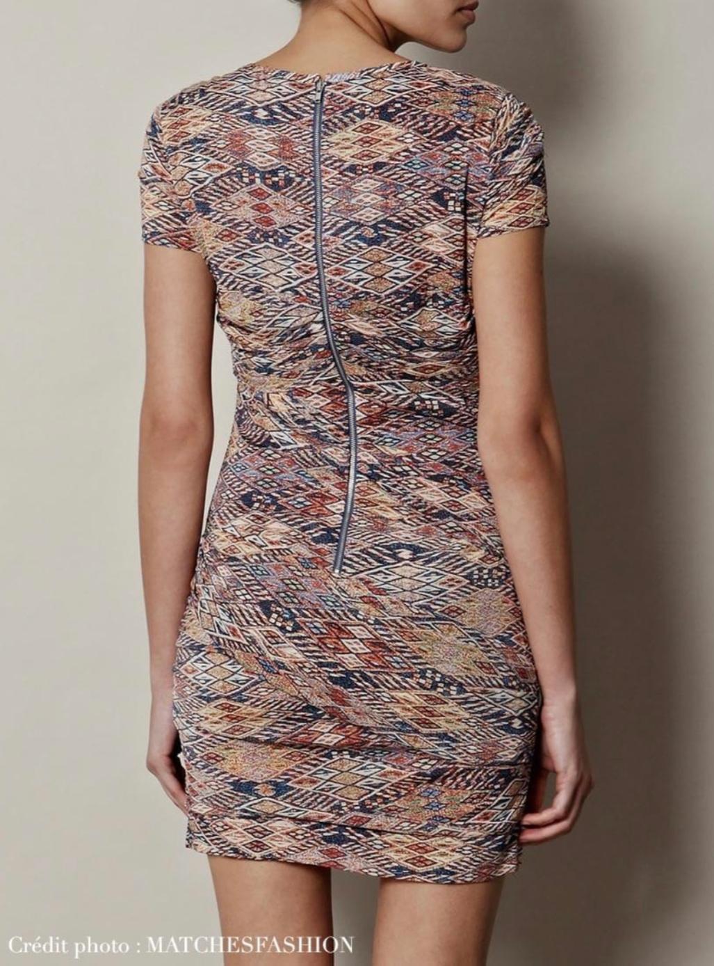 Iro Ripley Multi Color Aztec Print Silk Dress Size 10 - Image 3
