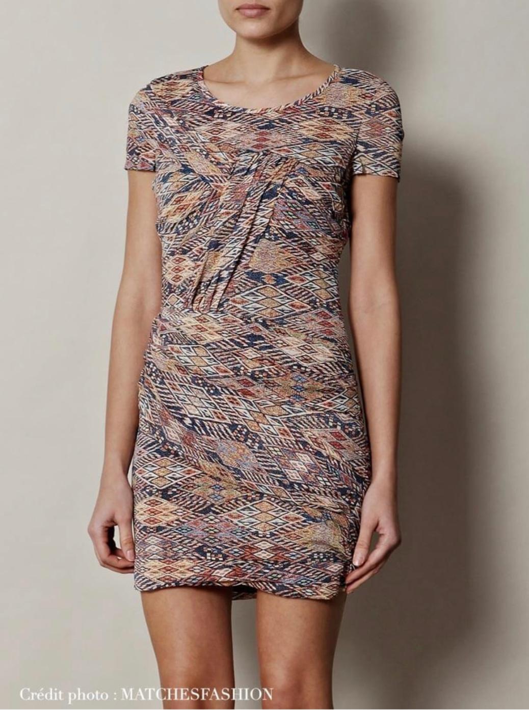 Iro Ripley Multi Color Aztec Print Silk Dress Size 10 - Image 2