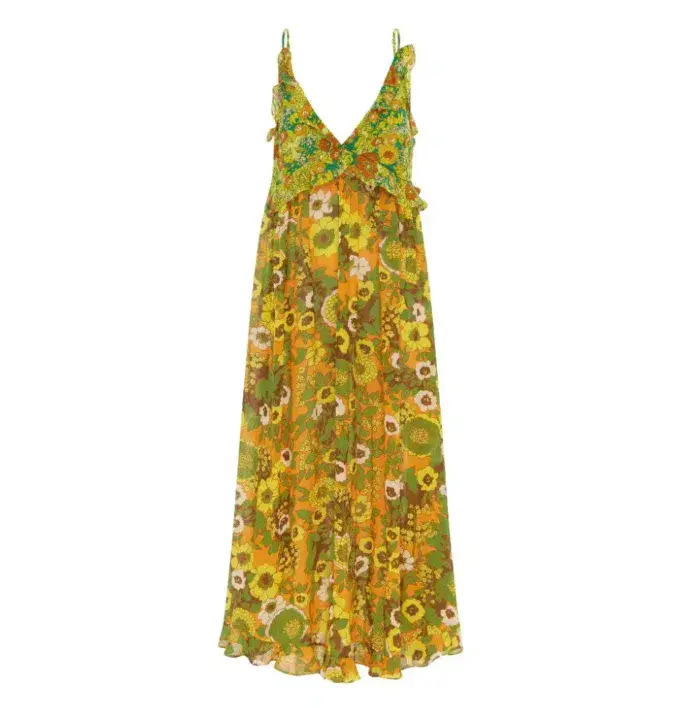 Alemais Jeff Spliced Frill Midi Dress Print Size 16  - Image 2