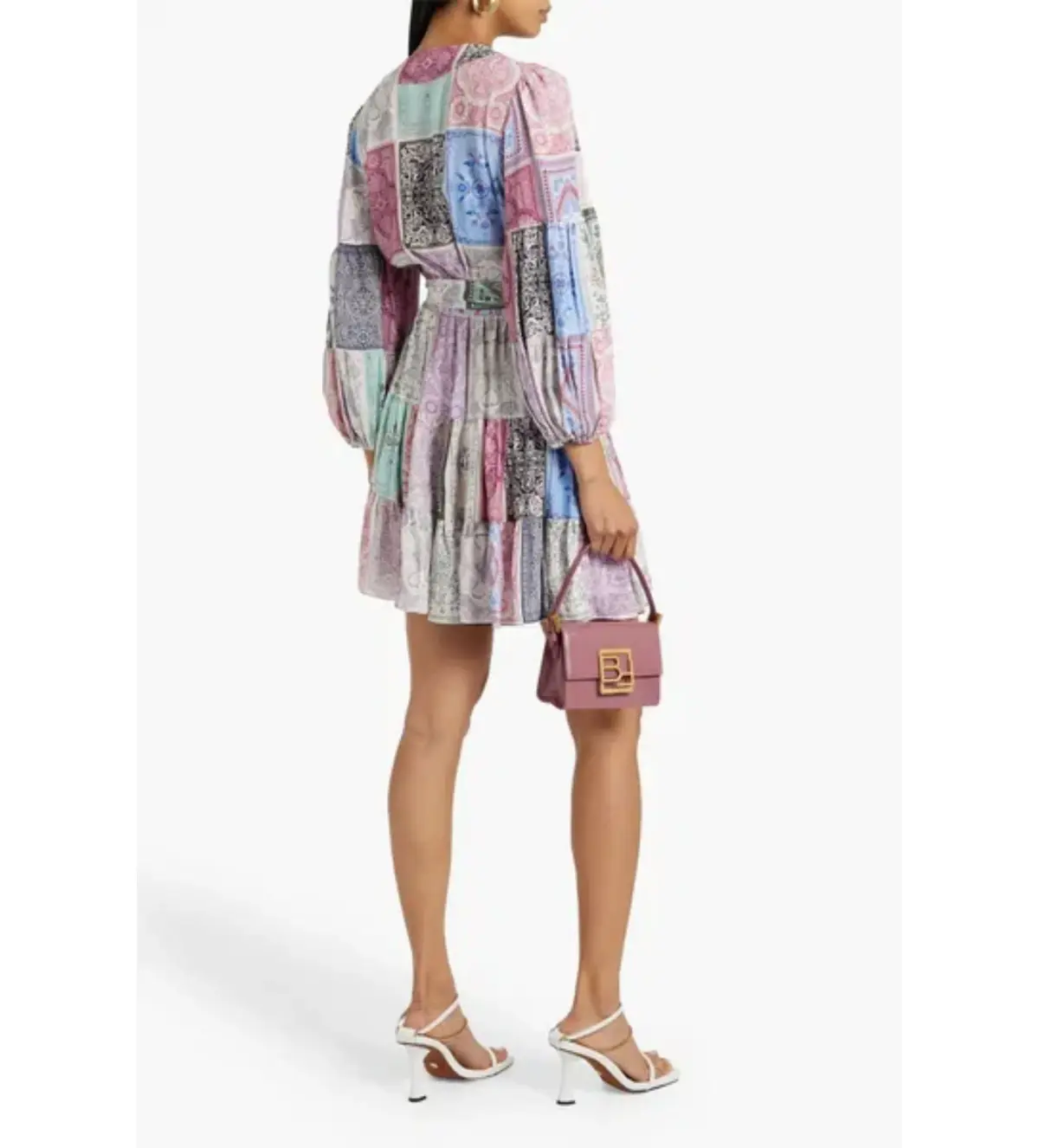 Zimmermann Patchwork-effect Printed Crepe Mini Wrap Dress Multi Size 1 / AU 10 - Image 2