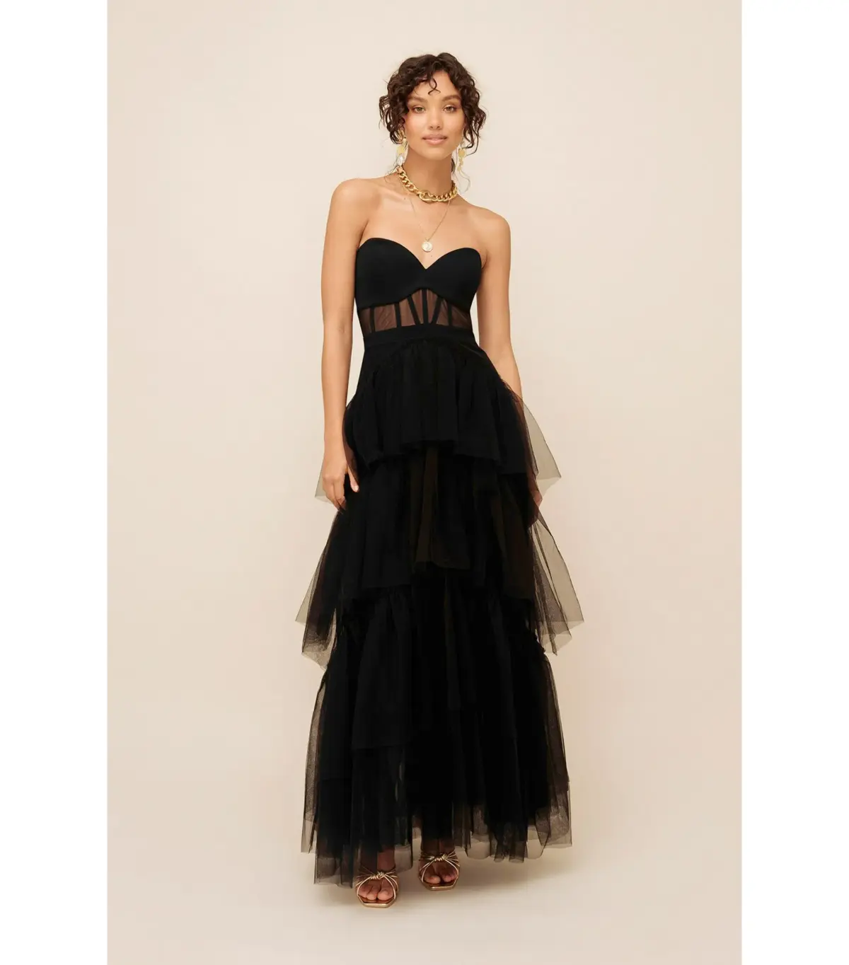 Sheike Cindy Mesh Tiered Dress Black Size AU 8 - Image 2