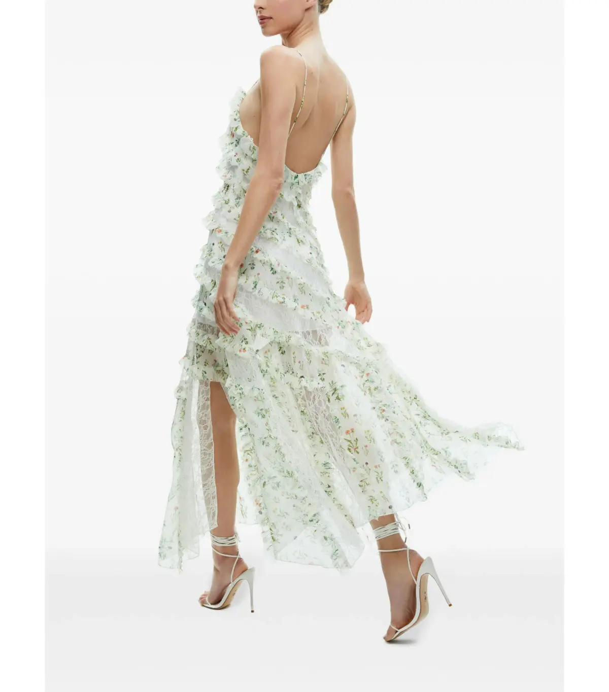 Alice + Olivia Sondra Ruffled Maxi Dress Floral Size AU 10 - Image 3