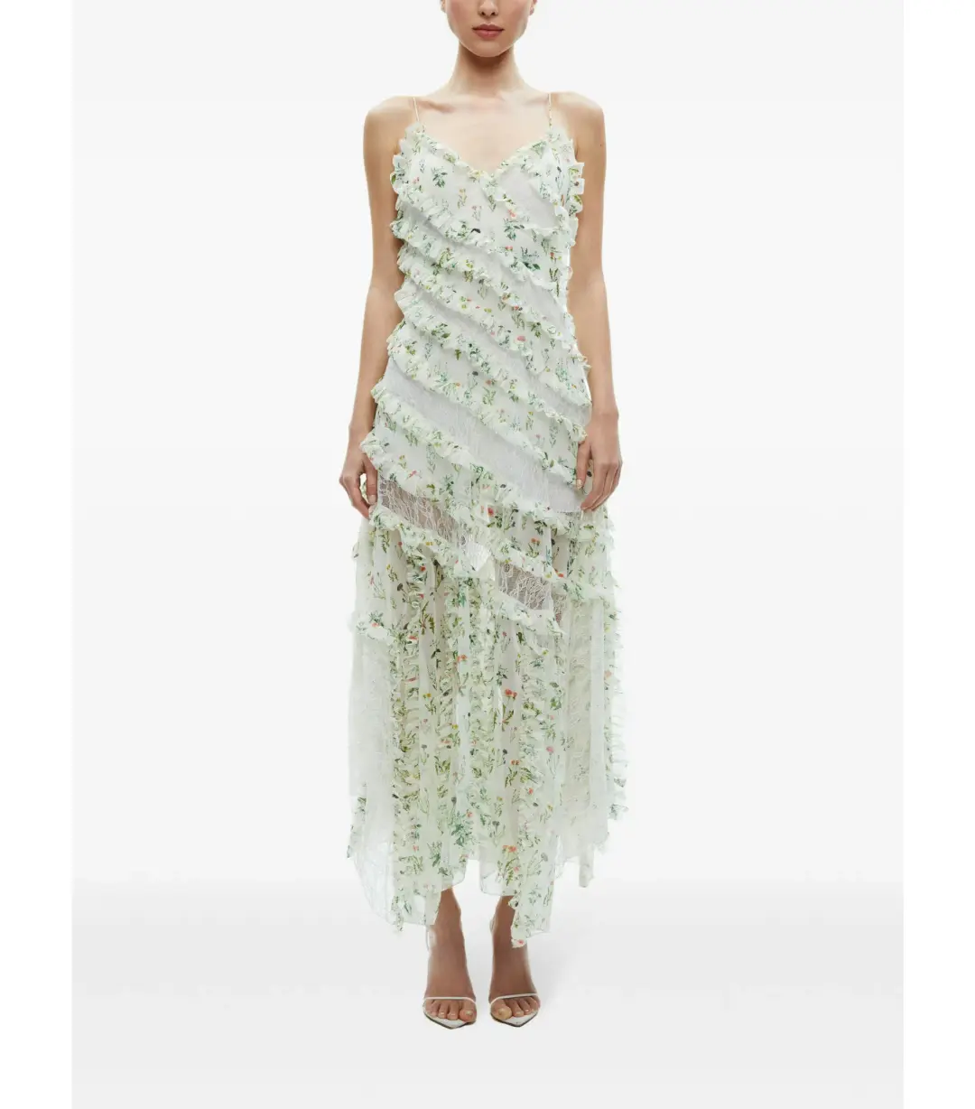 Alice + Olivia Sondra Ruffled Maxi Dress Floral Size AU 10 for rent on The Volte - main image