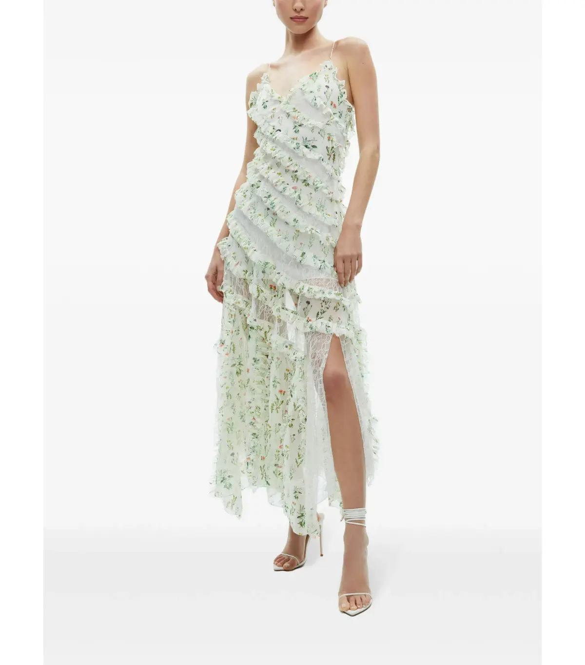 Alice + Olivia Sondra Ruffled Maxi Dress Floral Size AU 10 - Image 2