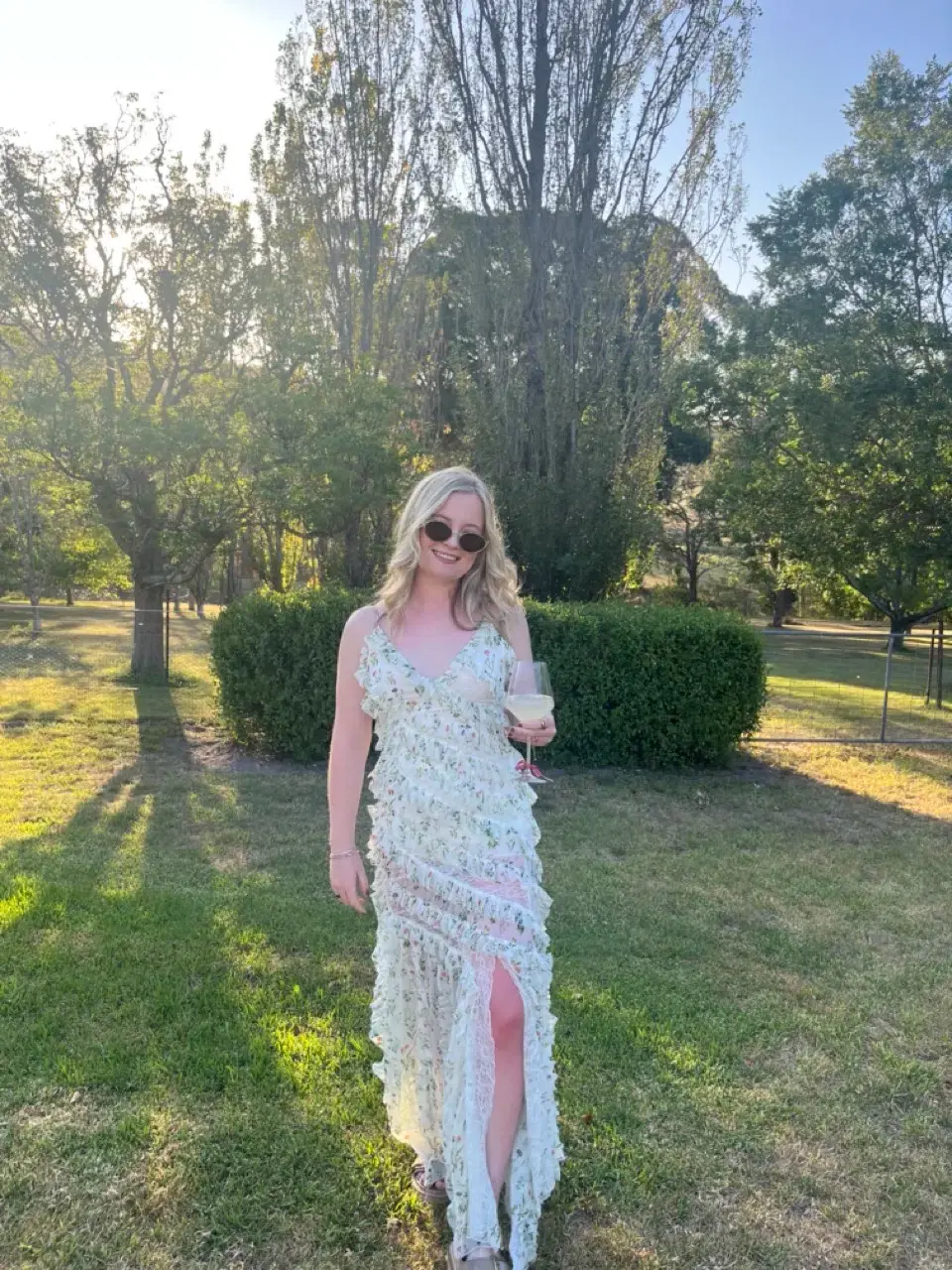 Alice + Olivia Sondra Ruffled Maxi Dress Floral Size AU 10 - Image 5